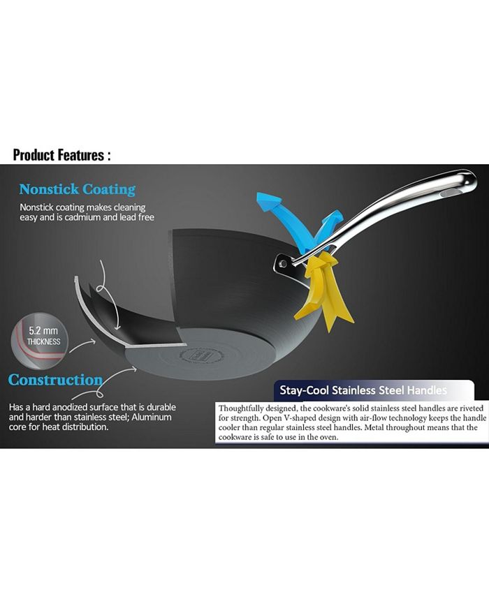 Cooks Standard 11Inch Hard Anodized Nonstick StirFry Wok Pan Deep