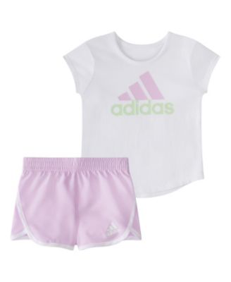 adidas Two Piece Essential Tee Woven Short Set Macy s