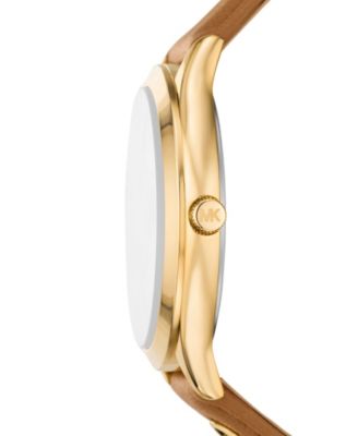 Women's Slim Runway Three-Hand Luggage Leather Watch 38mm