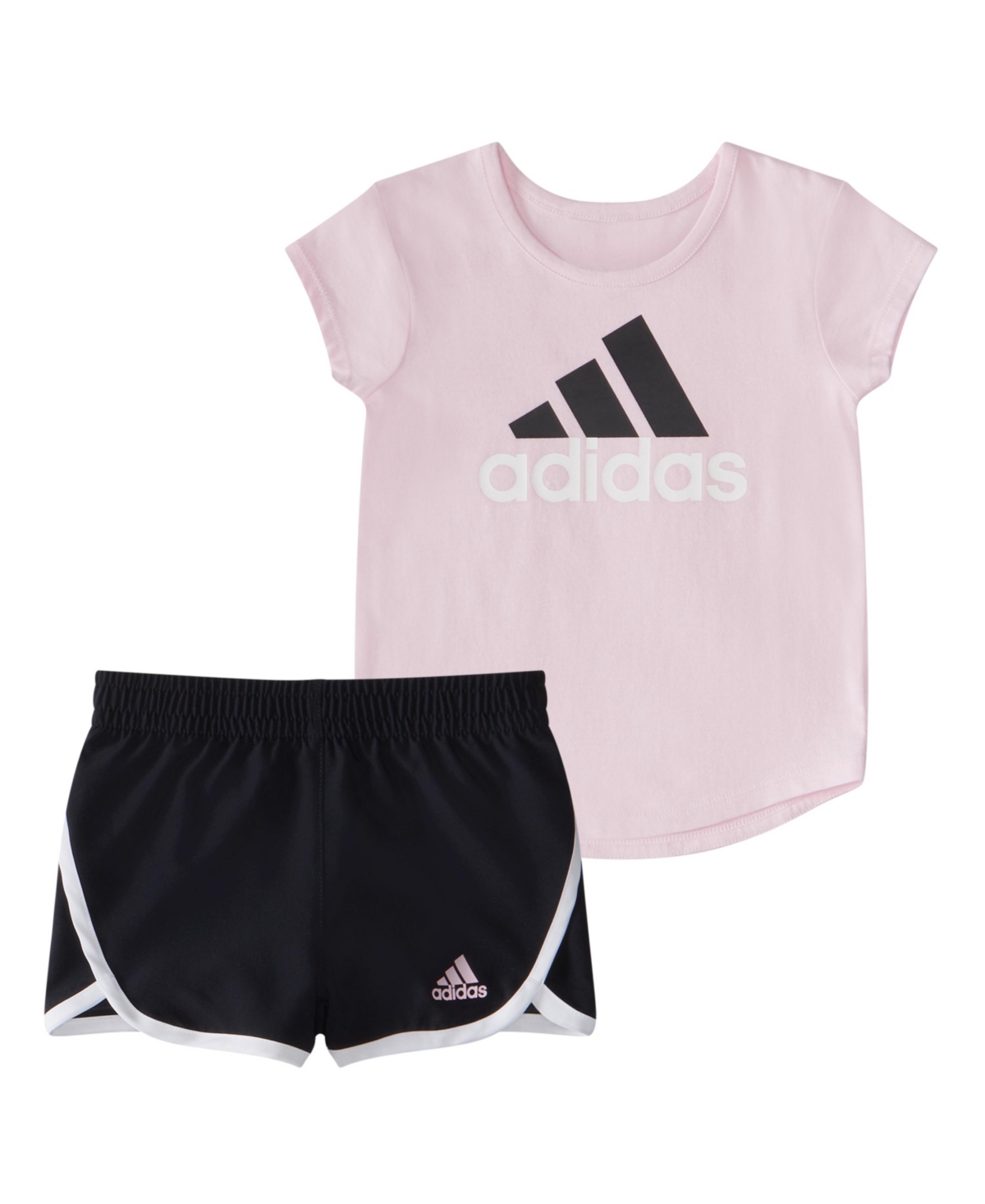 Shop Adidas Originals Two-piece Essential Tee Woven Short Set In Clear Pink