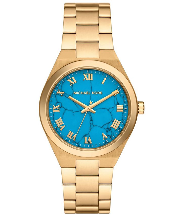 Michael Kors Lennox Gold Dial Gold Steel Strap Watch For Women - MK1062