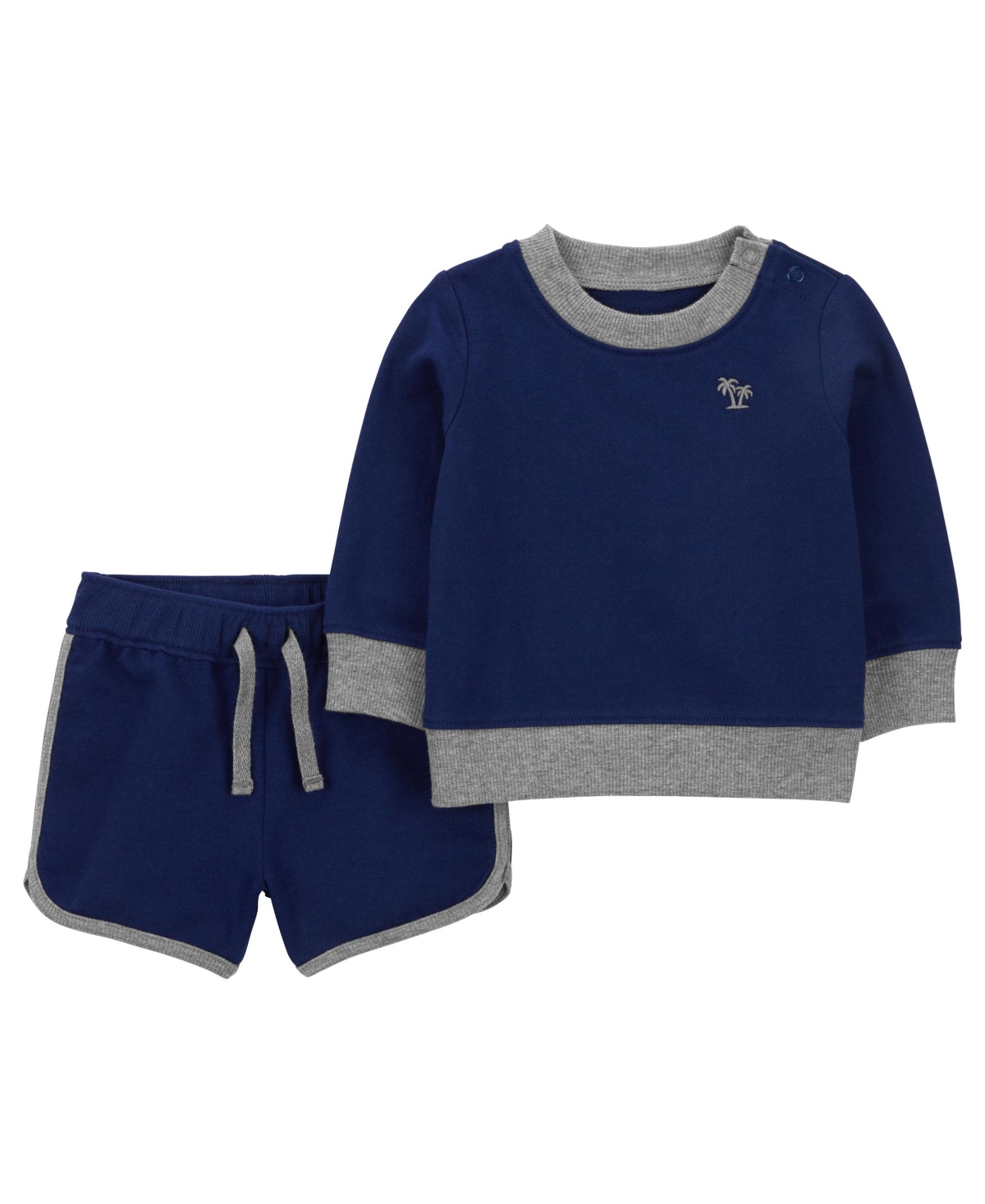 Carter's Baby Boys Sweatshirt And Short, 2 Piece Set In Blue