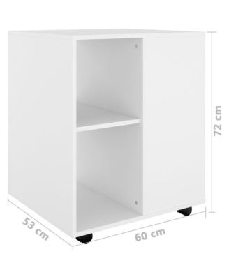 Rolling Cabinet White 23.6"x20.9"x28.3" Engineered Wood
