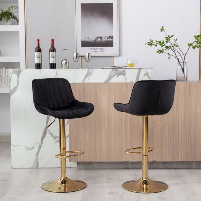 Velvet Footrest with Chrome Base bar stools