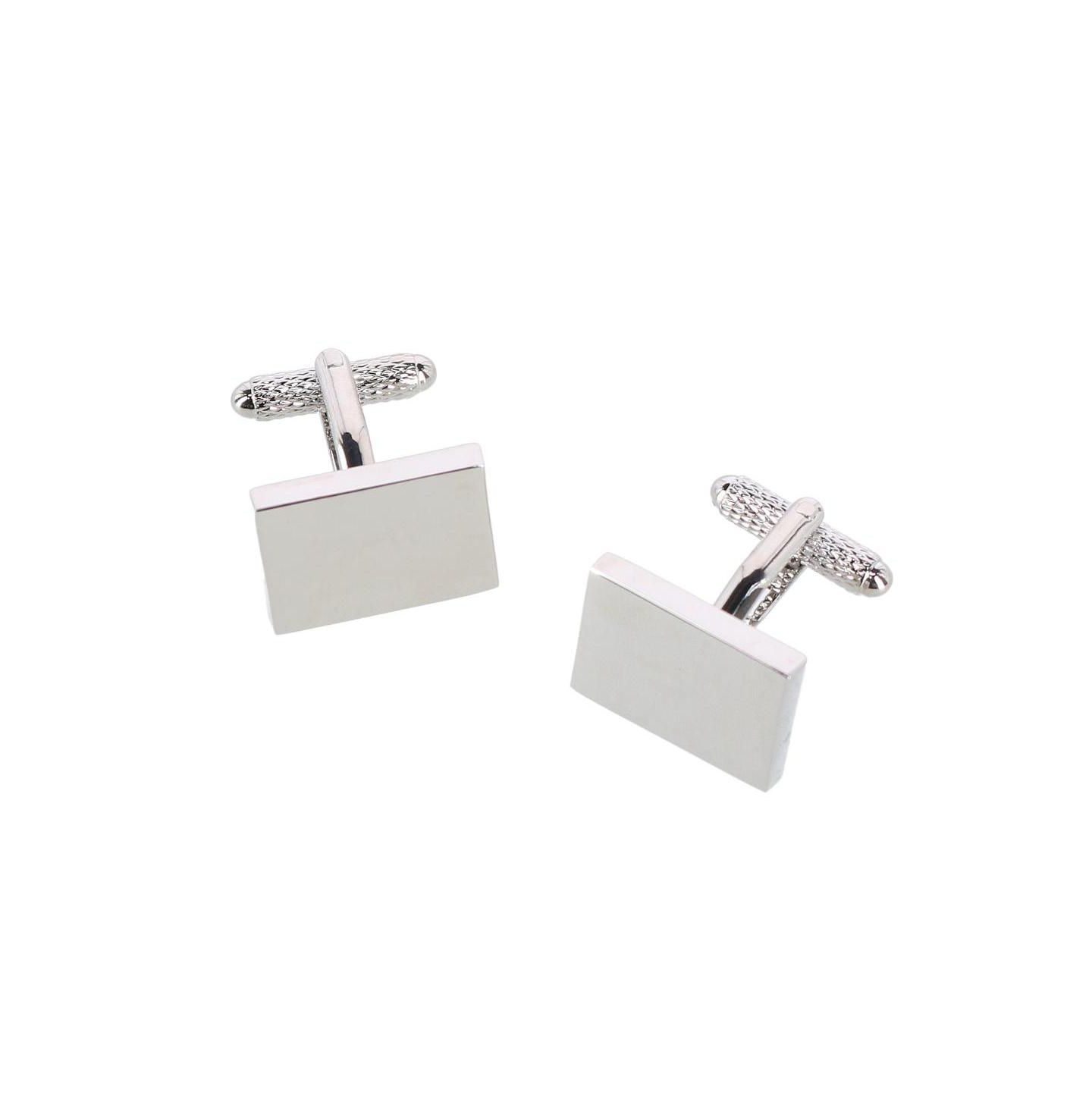 Мужские запонки TRAFALGAR Rooney Rectangle Brass Engravable Cufflinks, цвет: Серебряный — фото 1