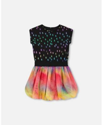Deux par deux Bi-Material Dress With Mesh Skirt - Multicoloured Tie Dye Deux par deux Bi-Material Dress With Mesh Skirt - Multicoloured Tie Dye