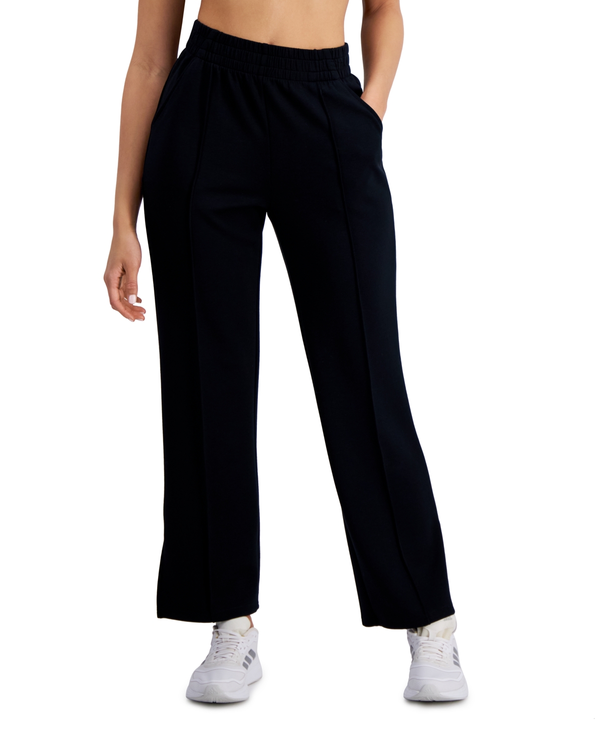 Shop Id Ideology Women's Straight-leg Pull-on Pants, Created For Macy's In Deep Black