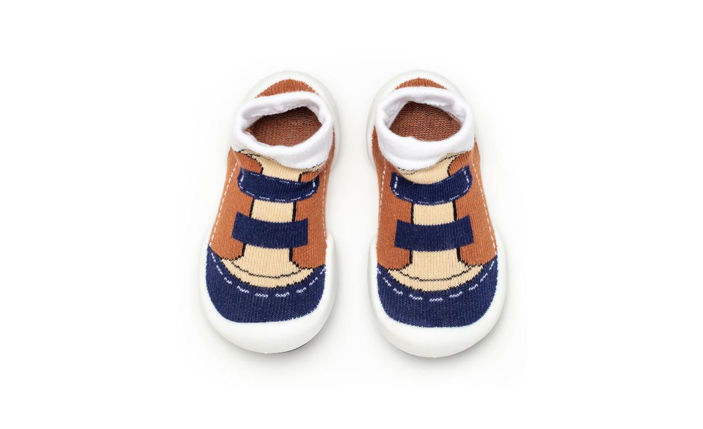 Обувь Komuello Breathable Washable Non-Slip Sock Shoes Walker - Brown для мальчиков-малышей — фото 1