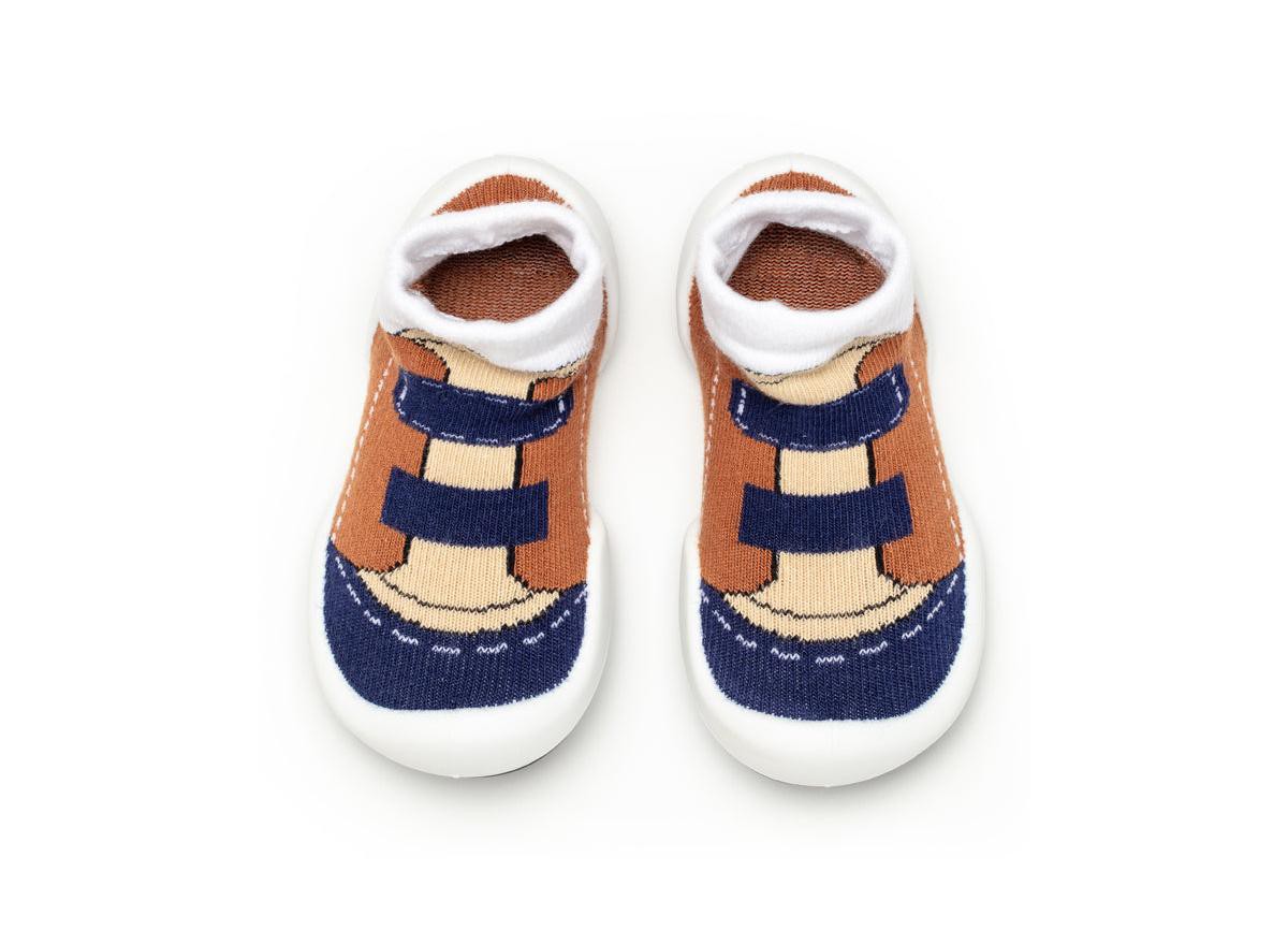 Детские Komuello Infant Boys Breathable Washable Non-Slip Sock Shoes Walker - Brown — фото 1