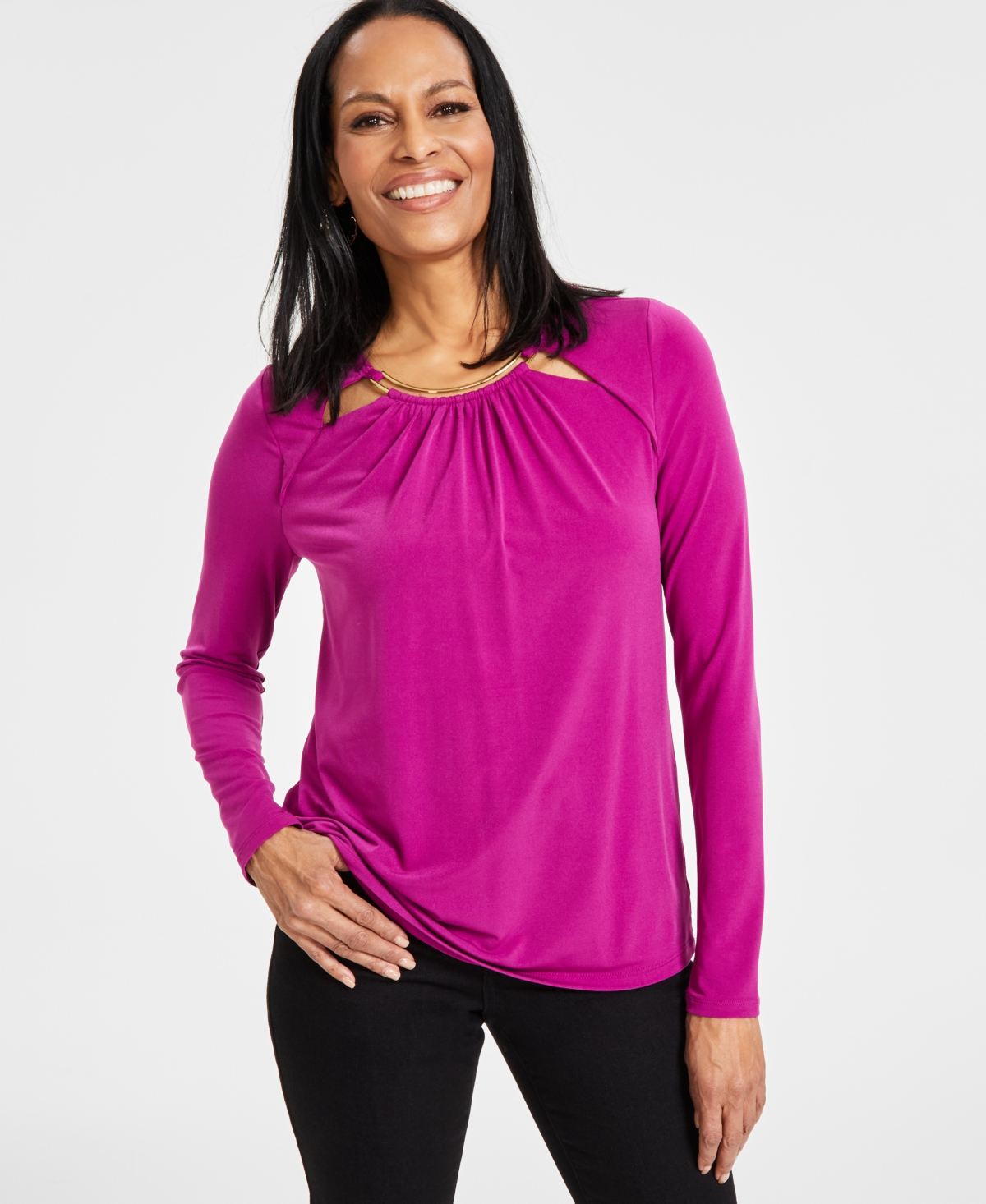Shop Inc International Concepts Women's Hardware Cutout Top, Created For Macy's In Violet Orchid