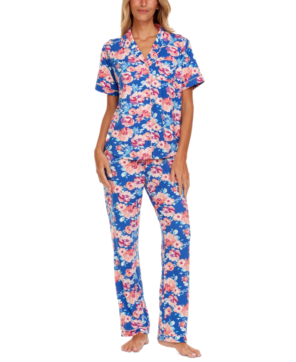 Women's 2-Pc. Gabriella Printed Pajamas Set - Blue