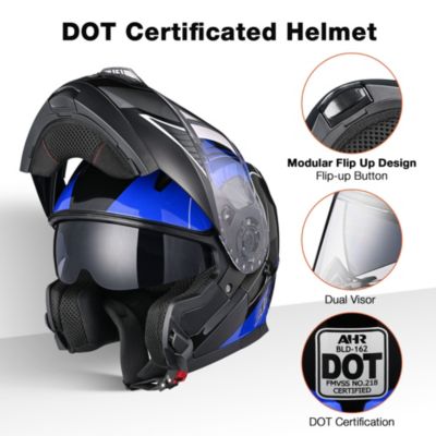 RUN-M3 Modular Flip Up Helmet Full Face Dual Visor DOT Motorcycle Bike S