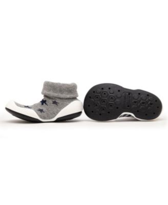Infant Boys Breathable Washable Non-Slip Sock Shoes Stars & Stripes - Grey