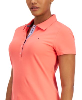 Women's Solid Short-Sleeve Polo Top