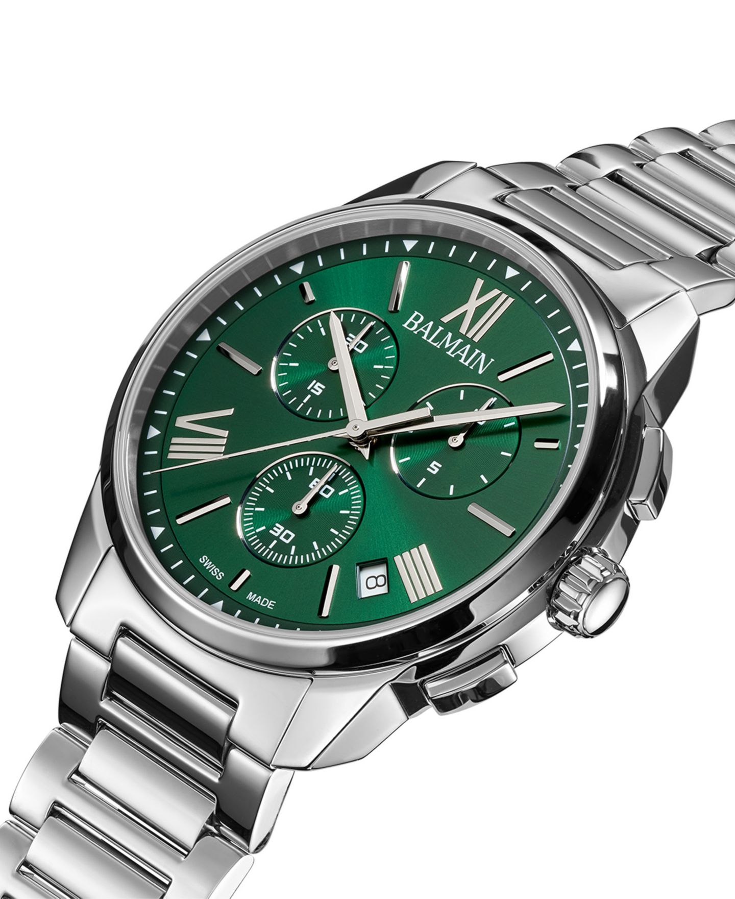 Мужские часы Balmain Swiss Chronograph Madrigal Stainless Steel Bracelet Watch 42mm — фото 2