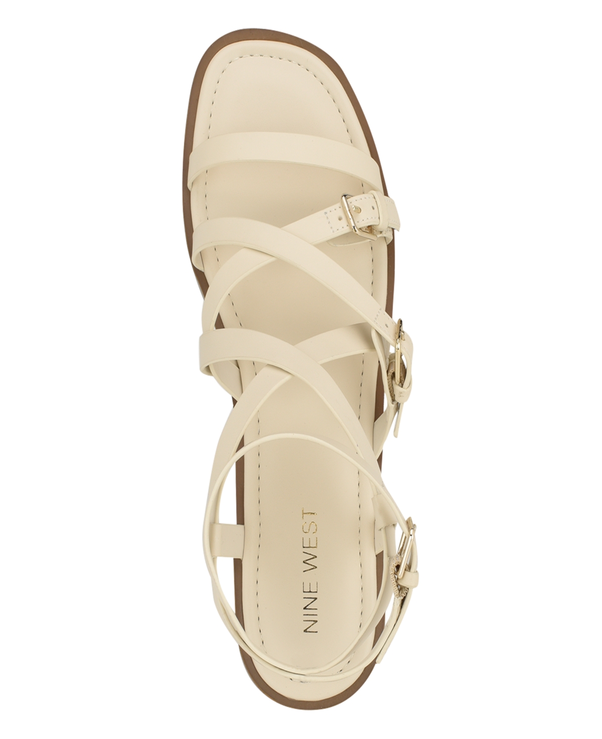 Nine West Women's Rulen Square Toe Strappy Flat Sandals
