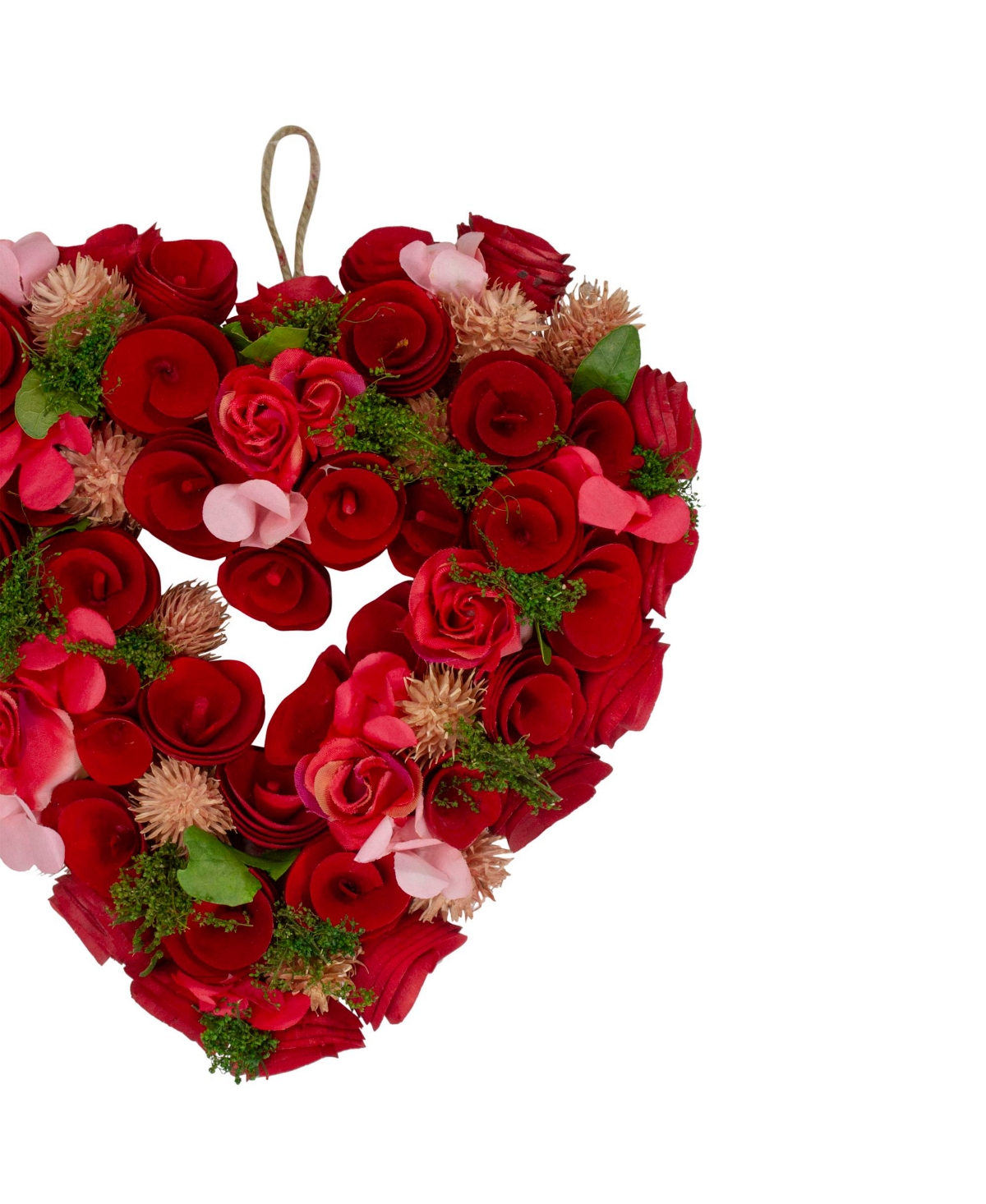 Northlight Wooden Rose Valentine's Day Artificial Spring Wreath, 13.5" In Red