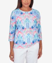 Alfred Dunner 3/4 Sleeve Womens Tops - Macy's