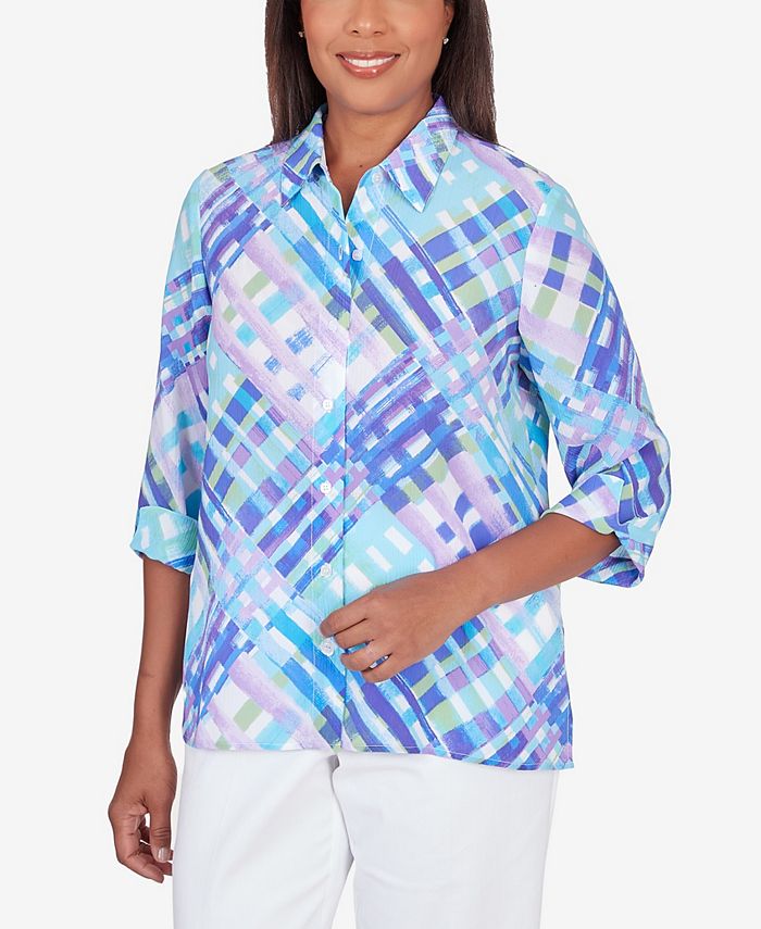 Alfred Dunner 100% Polyester Solid Blue Jacket Size 18 (Plus) - 62% off