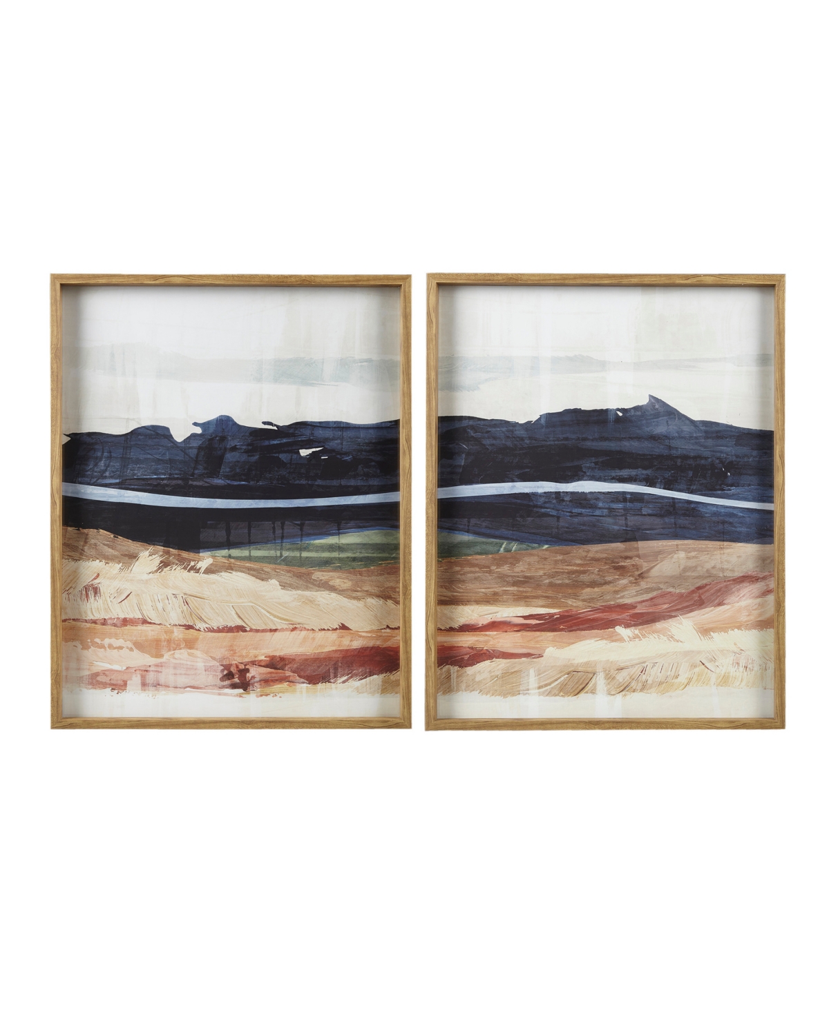 Ink+ivy Dreaming Abstract Landscape Diptych 2-pc Framed Glass Wall Art Set In Open Blue