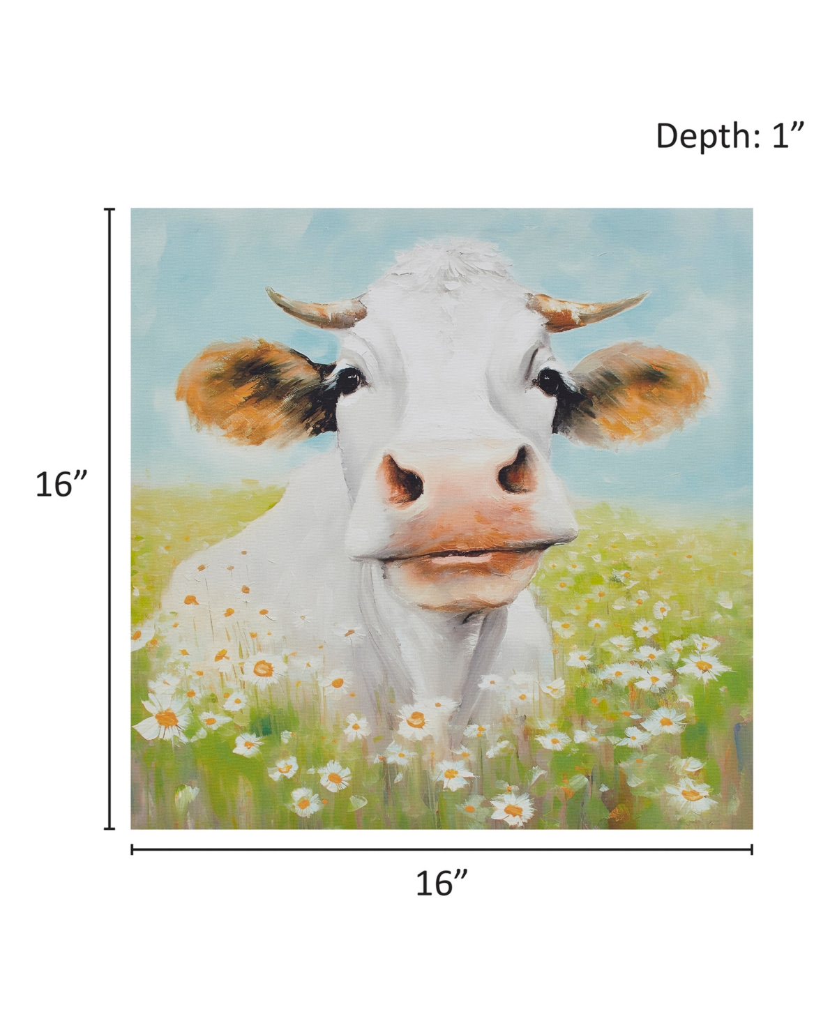 Madison Park Sunshine Animals Cow Canvas Wall Art In Medium Gre