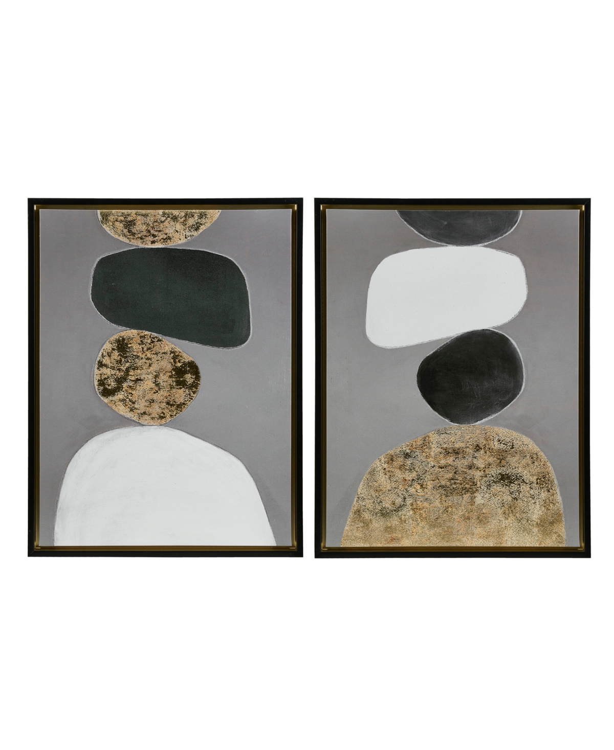Ink+ivy Neutral Stones Figural 2-pc Framed Canvas Wall Art Set In Black