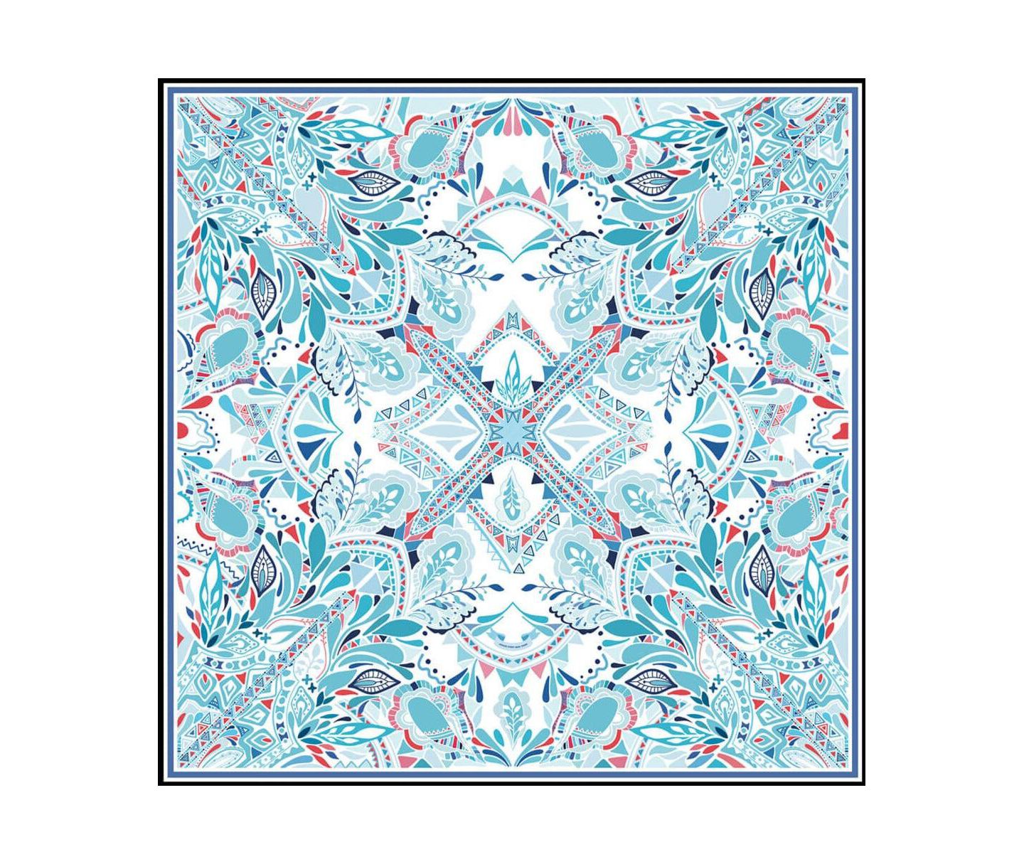 Jessie Zhao New York Silk Scarf of The Ocean, цвет: Синий / Белый — фото 1