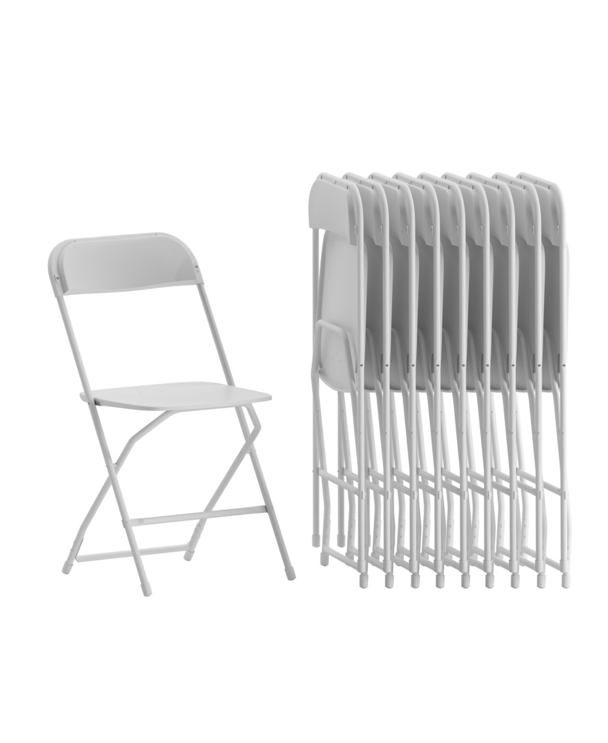 Set Of 10 Stackable Folding Plastic Chairs - 650 Lb. Weight Capacity