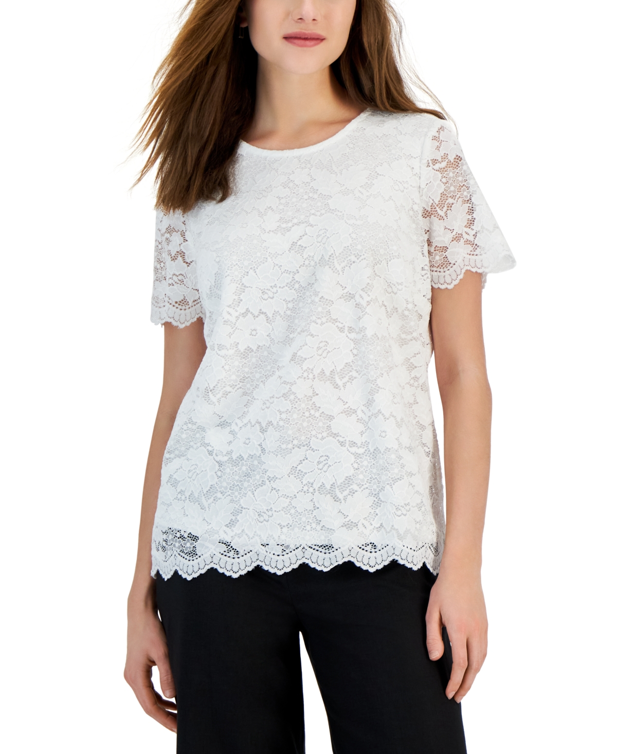Women's Lace Short-Sleeve Top - Ivory