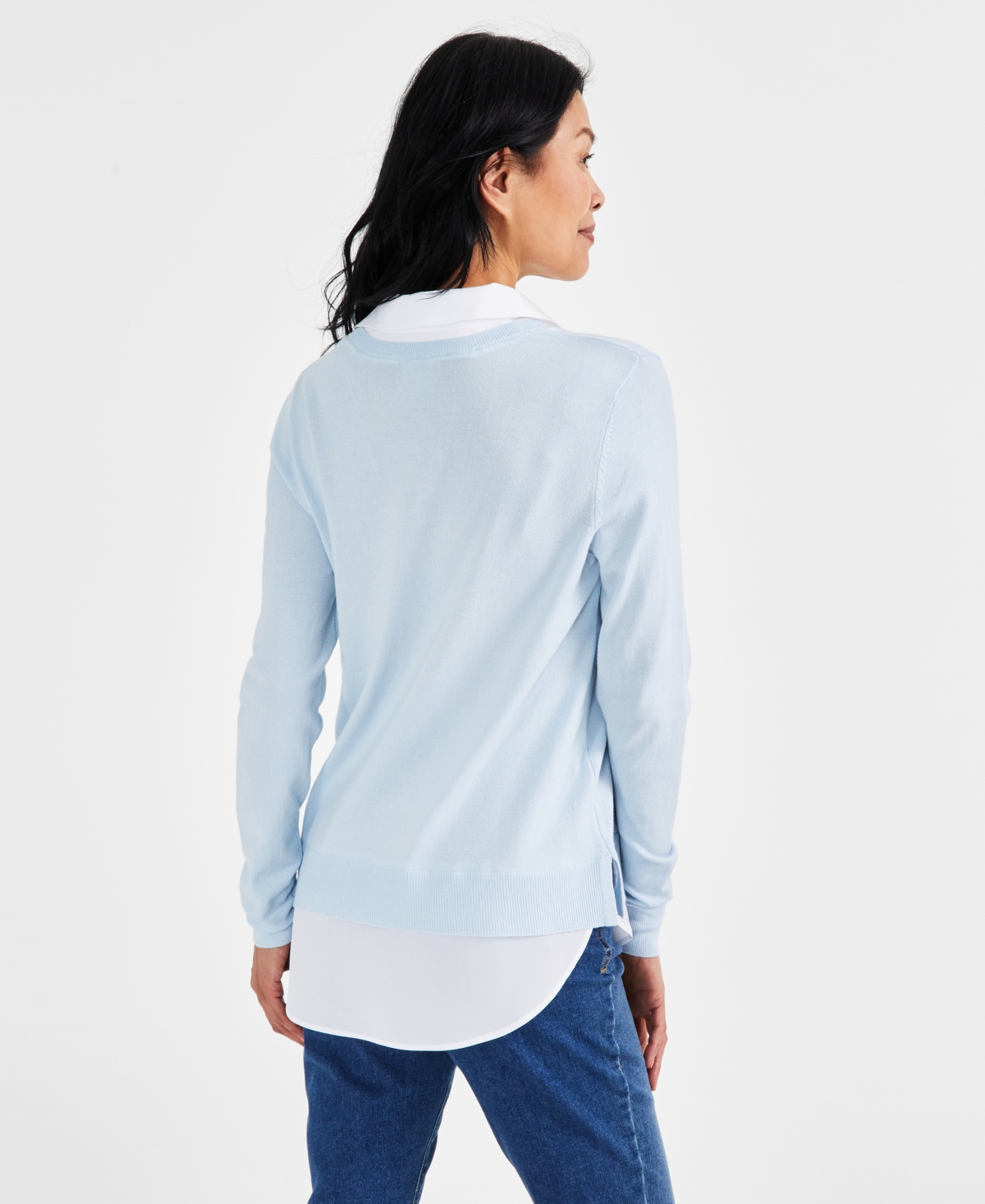 Style & Co Petite Two for One V-Neck Pullover Sweater, Created for Macy's