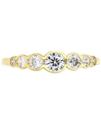Cubic Zirconia Graduated Bezel-Set Cubic Zirconia Ring in Sterling Silver