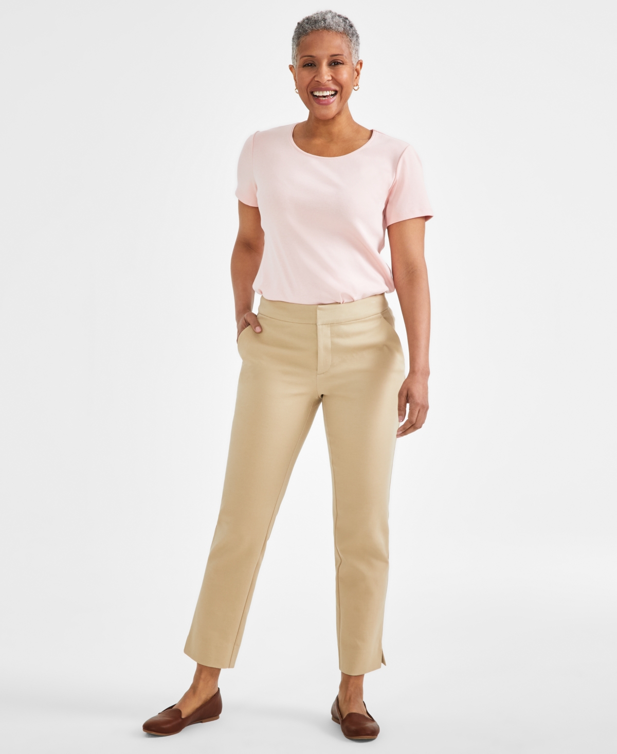 Shop Style & Co Women's Mid Rise Straight-leg Pants, Created For Macy's In Travertine Tile