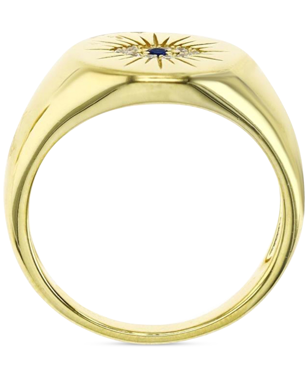Cubic Zirconia & Lab Grown Blue Spinel Accent Evil Eye Ring in Sterling Silver