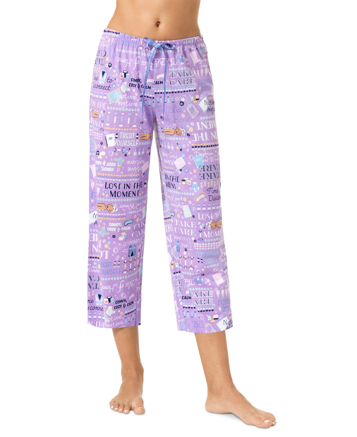 Women's Mantras Printed Capri Pajama Pants - Bougainvillea