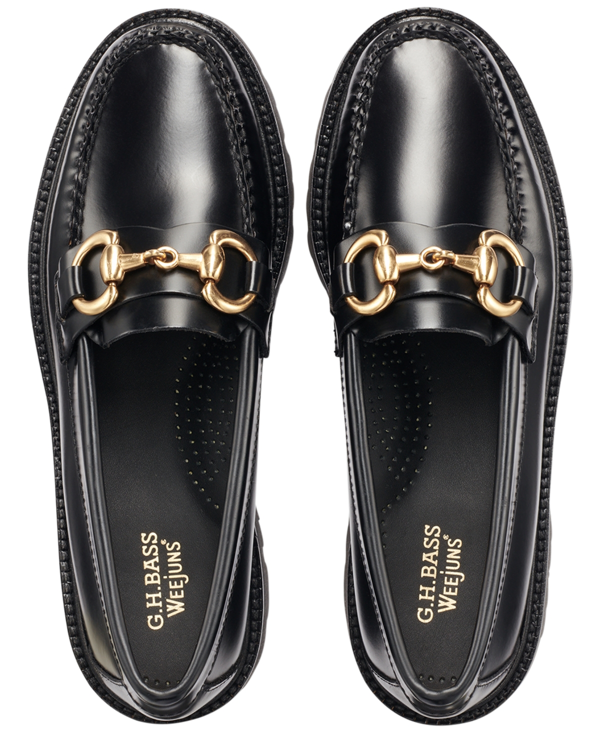 Shop Gh Bass Women's Weejuns Lianna Bit-ornament Lug-sole Loafers In Black