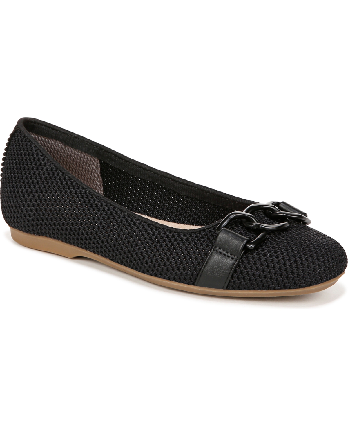 Dr. Scholl's Women's Wexley Adorn Flats In Black Knit Fabric,faux Leather