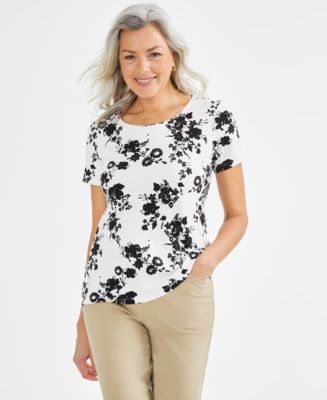 売れ筋商品|||スタイルアンドコー カットソー トップス レディース Women's Printed Scoop-Neck Short-Sleeve Top, Exclusively at Macy's Blue Combo 26757311_fpx.tif?$filterlrg$&