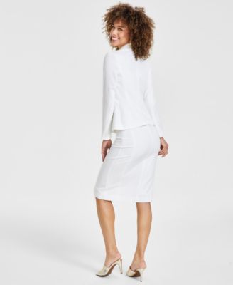 Shop Kasper Womens Three Button Jacket Skimmer Skirt In Lily White