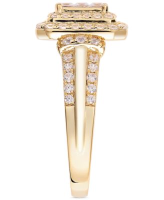 Diamond Emerald Shaped Halo Cluster Engagement Ring (1 ct. t.w.) in 14k Gold