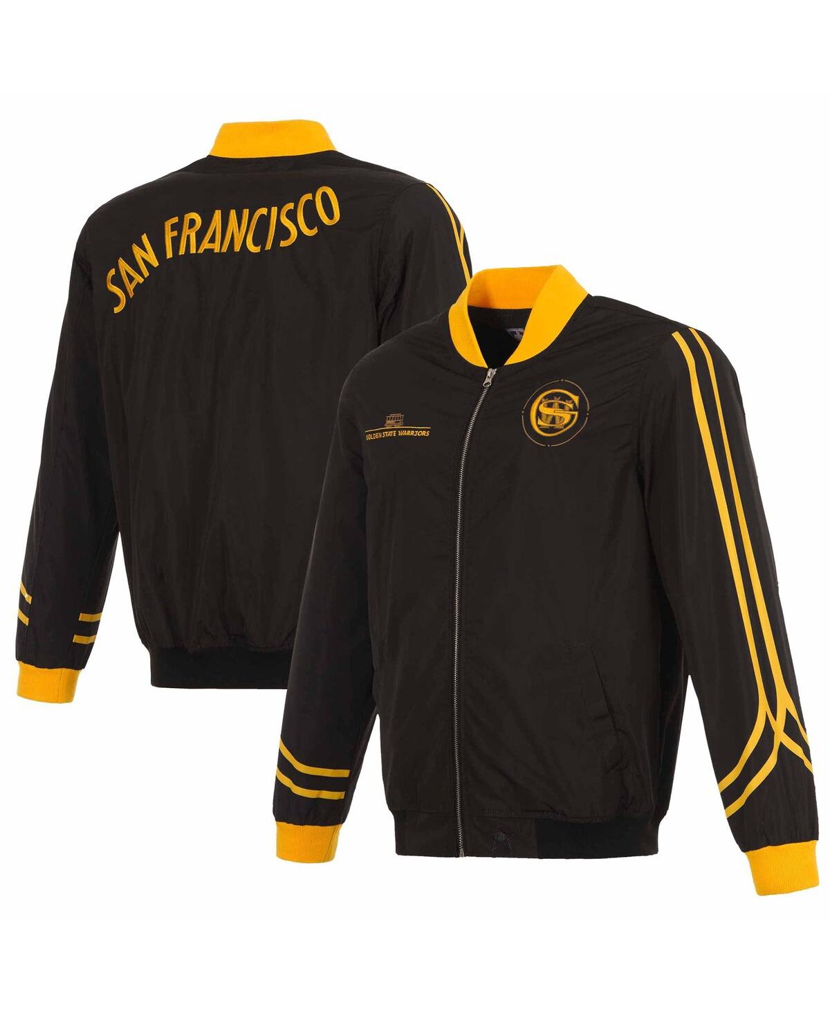 Men's Jh Design Black Golden State Warriors 2023/24 City Edition Nylon Full-Zip Bomber Jacket - Black