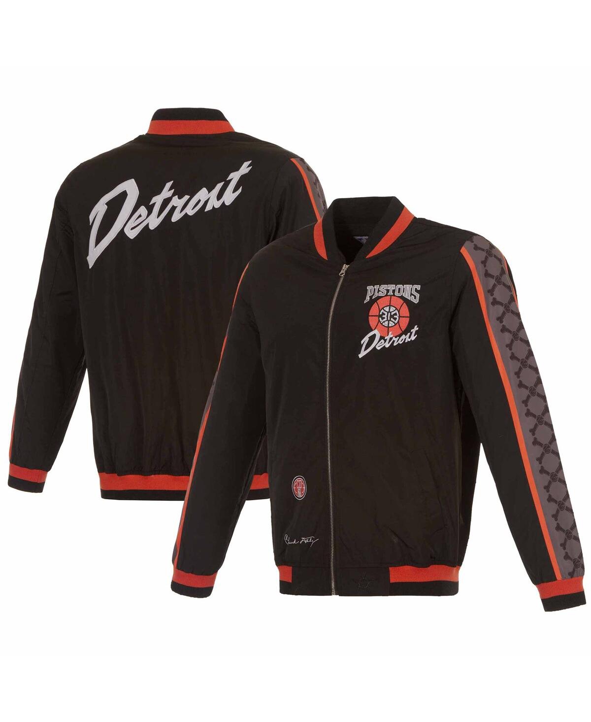 Men's Jh Design Black Detroit Pistons 2023/24 City Edition Nylon Full-Zip Bomber Jacket - Black
