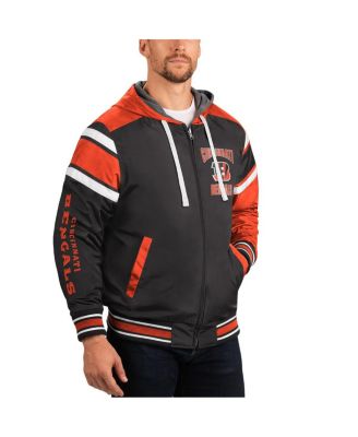 Men's Black, Gray Cincinnati Bengals Extreme Full Back Reversible Hoodie Full-Zip Jacket