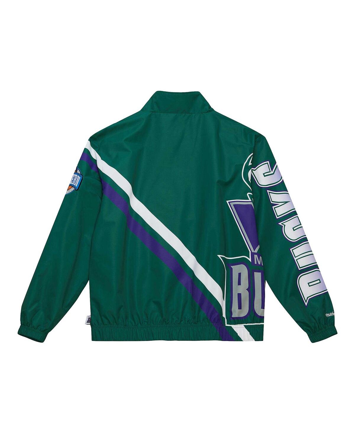 Mitchell & Ness Men's  Hunter Green Milwaukee Bucks Exploded Logo Warm-up Full-zip Jacket In Hunter Green