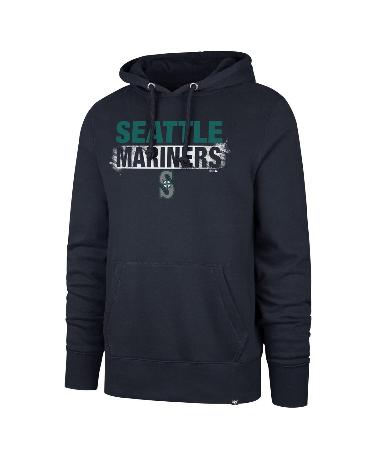Men's '47 BrandDistressed Seattle Mariners Base Slide Headline Pullover Hoodie - Navy
