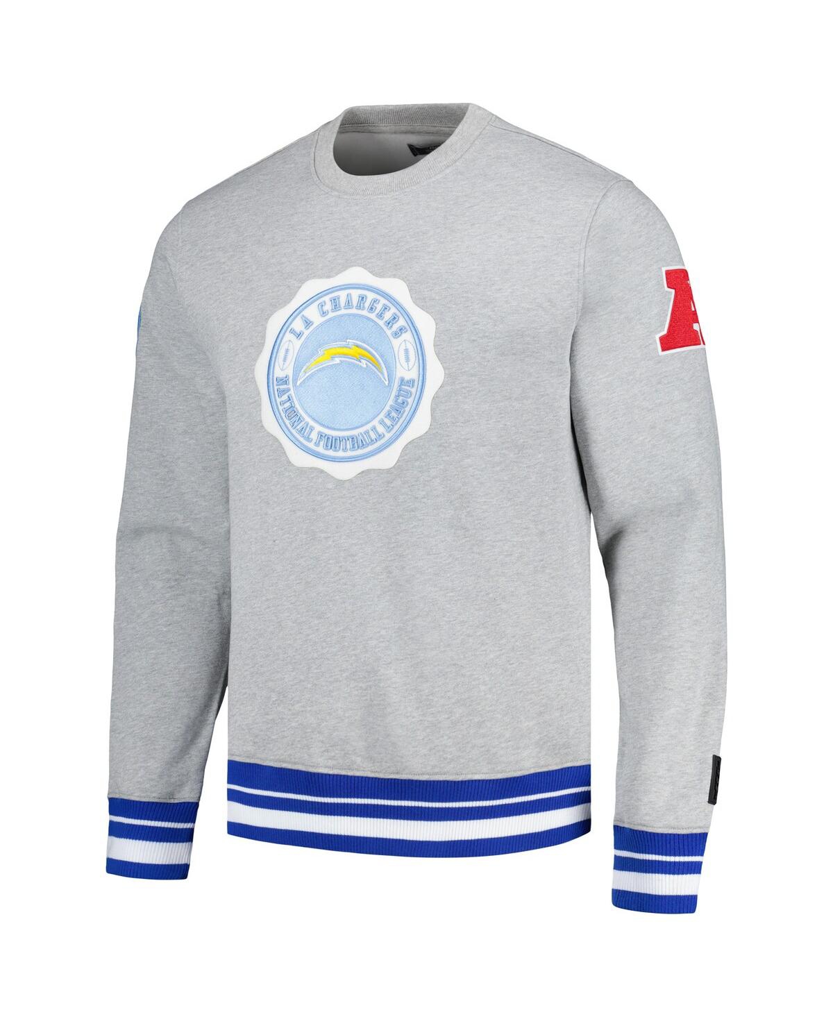 Shop Pro Standard Men's  Heather Gray Los Angeles Chargers Crest Emblem Pullover Sweatshirt