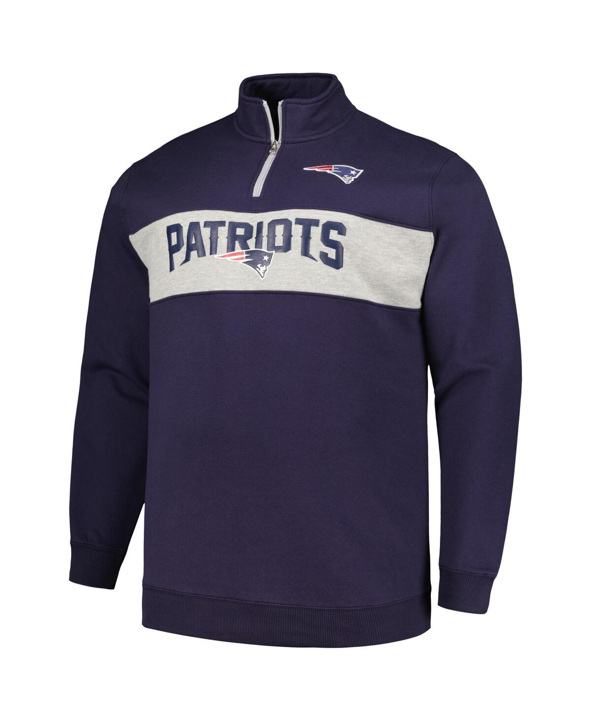 Shop Profile Men's  Navy New England Patriots Big And Tall Fleece Quarter-zip Jacket