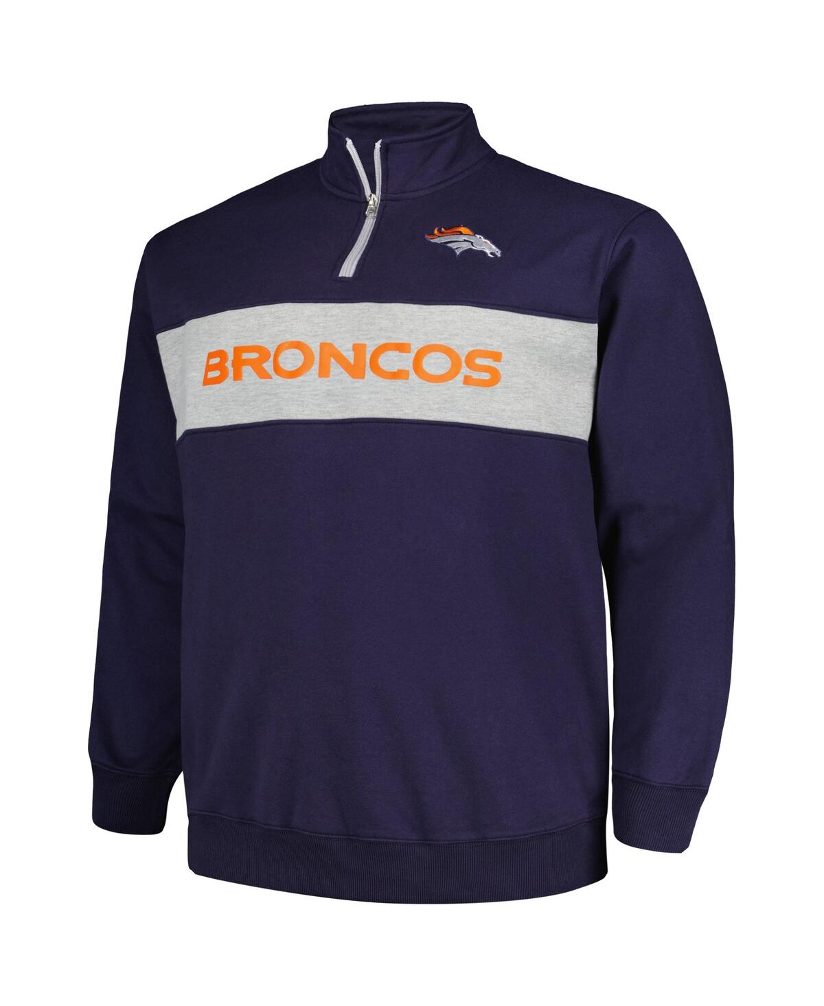Shop Profile Men's  Navy Denver Broncos Big And Tall Fleece Quarter-zip Jacket