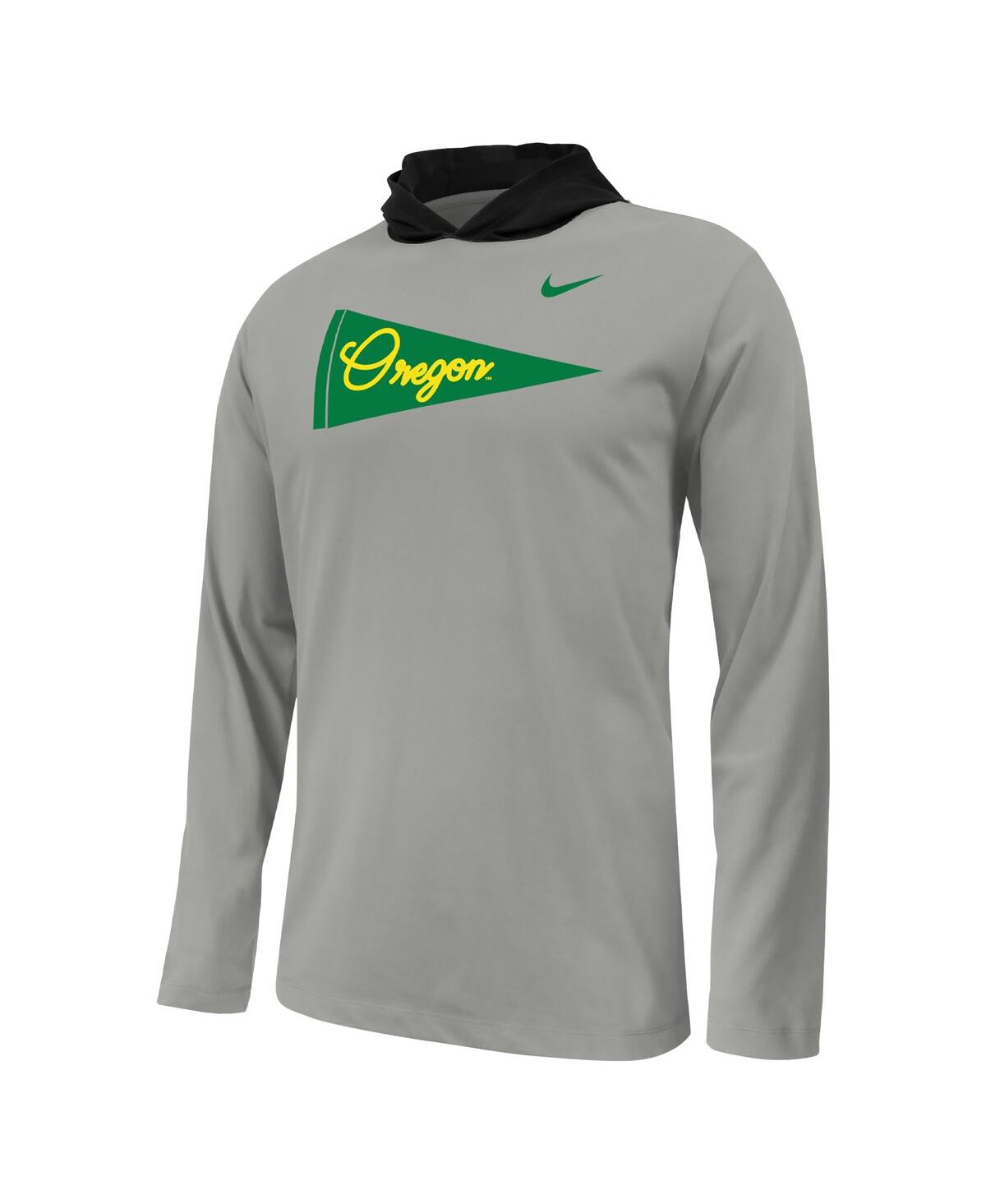 Big Boys NikeOregon Ducks Sideline Performance Long Sleeve Hoodie T-shirt - Gray