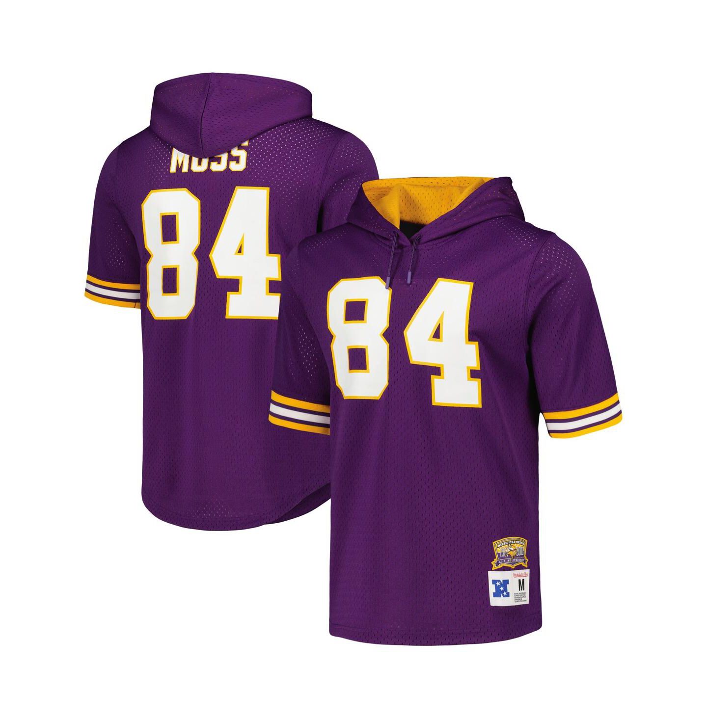 Мужское худи Mitchell & Ness Randy Moss Purple Minnesota Vikings Retired Player Name and Number Mesh T-shirt — фото 1