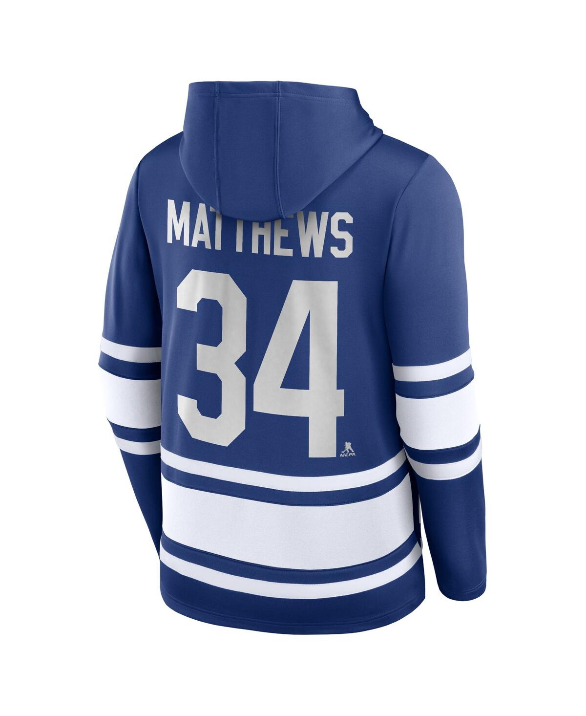 Men's Fanatics Auston MatthewsToronto Maple Leafs Name and Number Lace-Up Pullover Hoodie - Blue